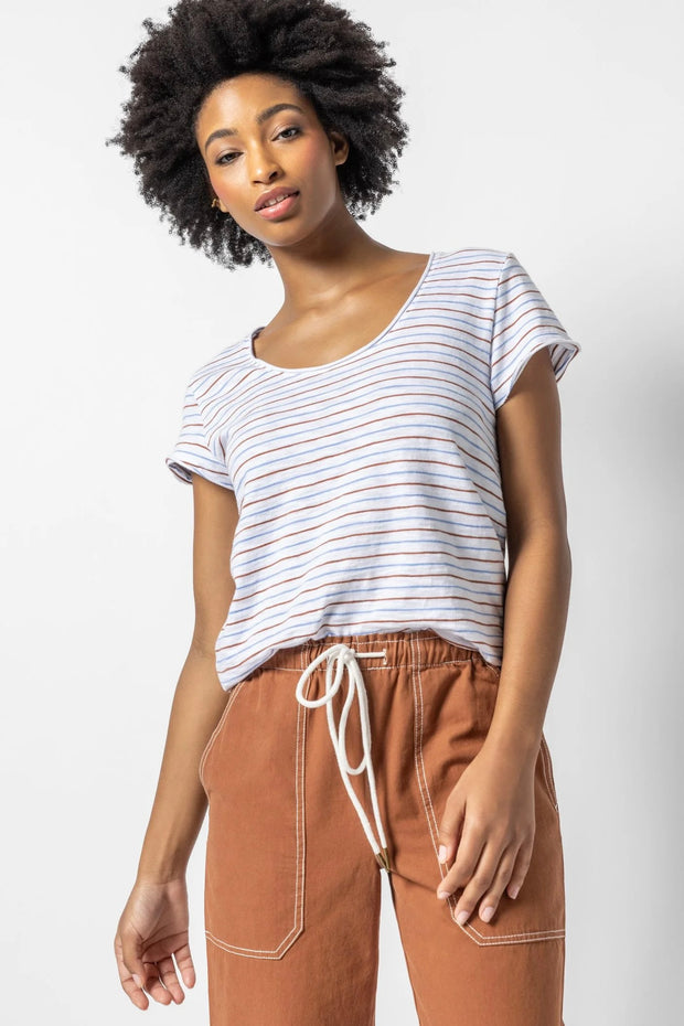 STRIPED SCOOP NECK TEE (PA2585)