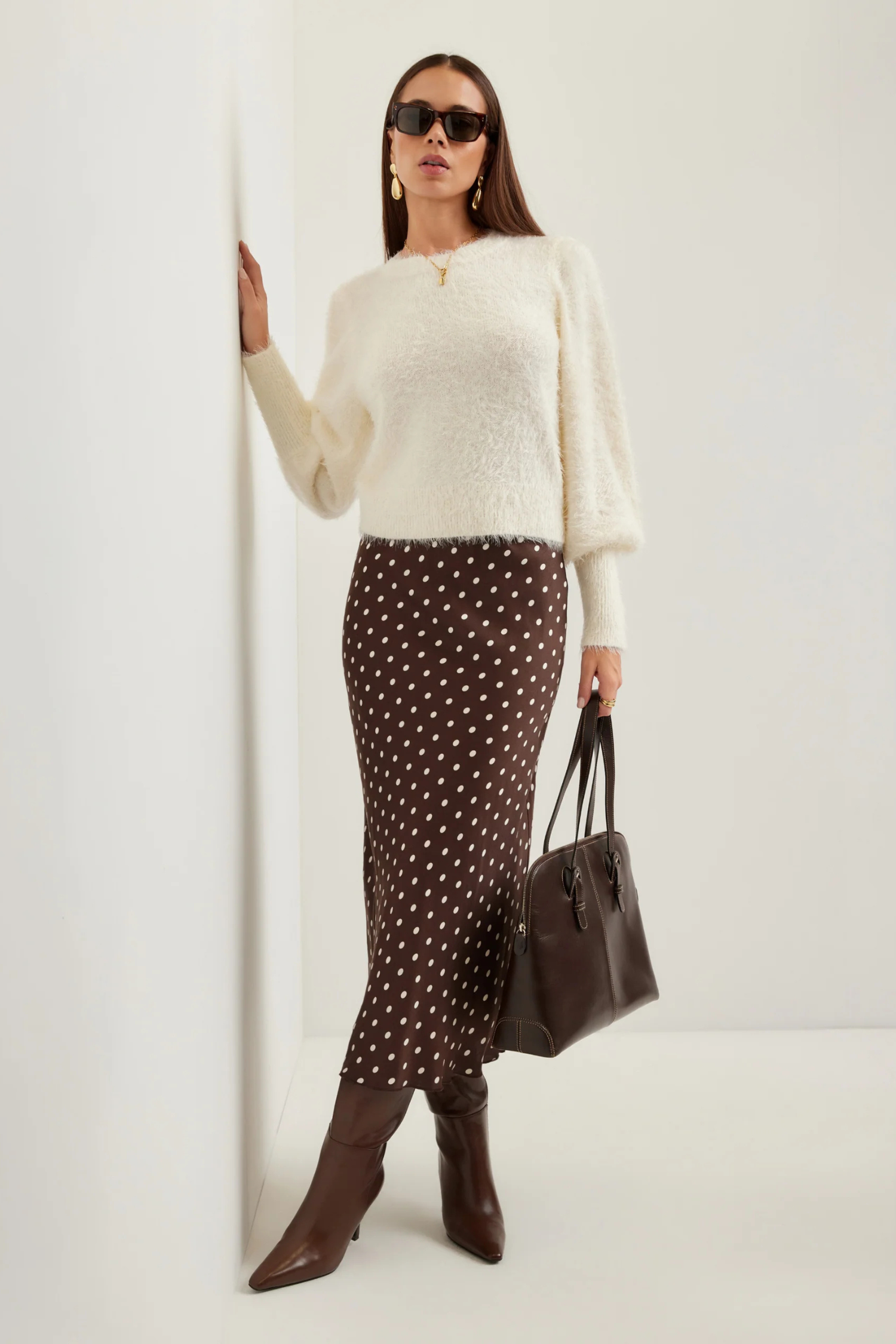 LIA SHIRRED SLEEVE SWEATER Sassanova