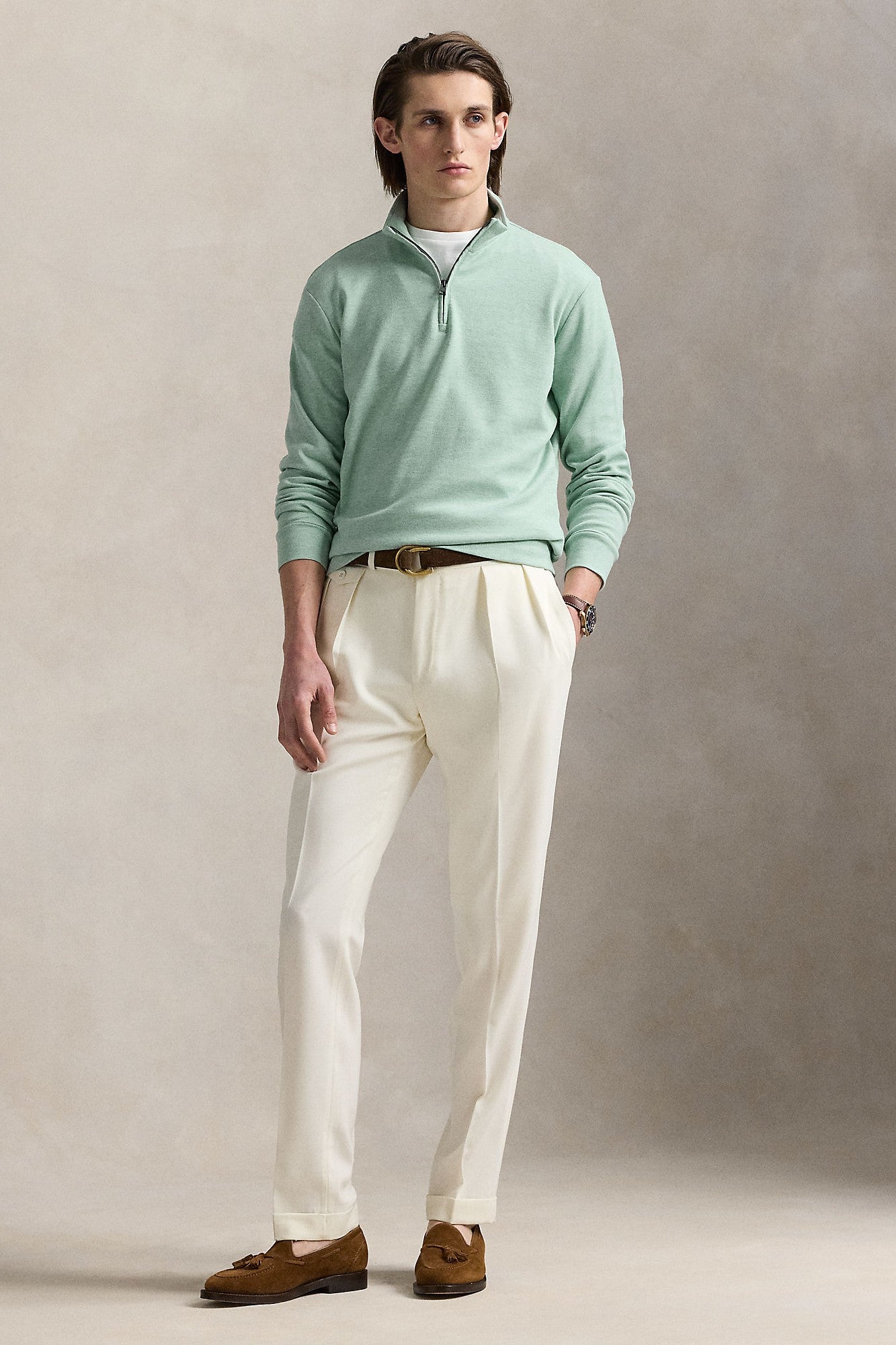 LONG SLEEVE TEXTURED 1/2 ZIP PULLOVER - Sweaters - Novaman