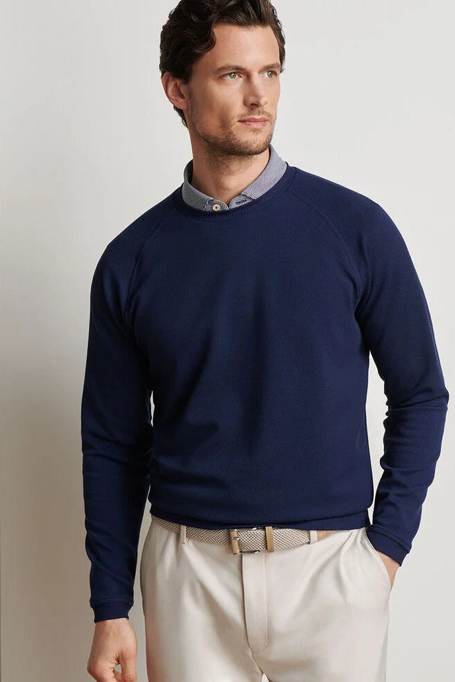 CRADLE PIQUE PERFORMANCE CREW with long sleeves in a solid dark navy color-novaman