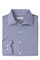 FAIRBANKS TWILL SPORT SHIRT with long sleeves and navy and white plaid print-novaman