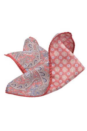 ITALIAN SILK MEDALLION POCKET SQUARE BLUSH
