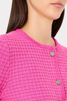 SADE TEXTURED CREW NECK CARDIGAN JACKET - Jackets - Sassanova