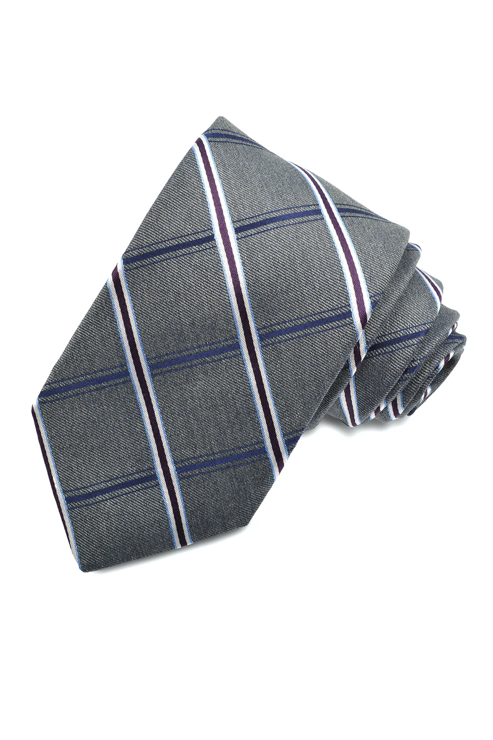 ITAIAN SILK WOVEN JAQUARD TIE GREY OS - novaman
