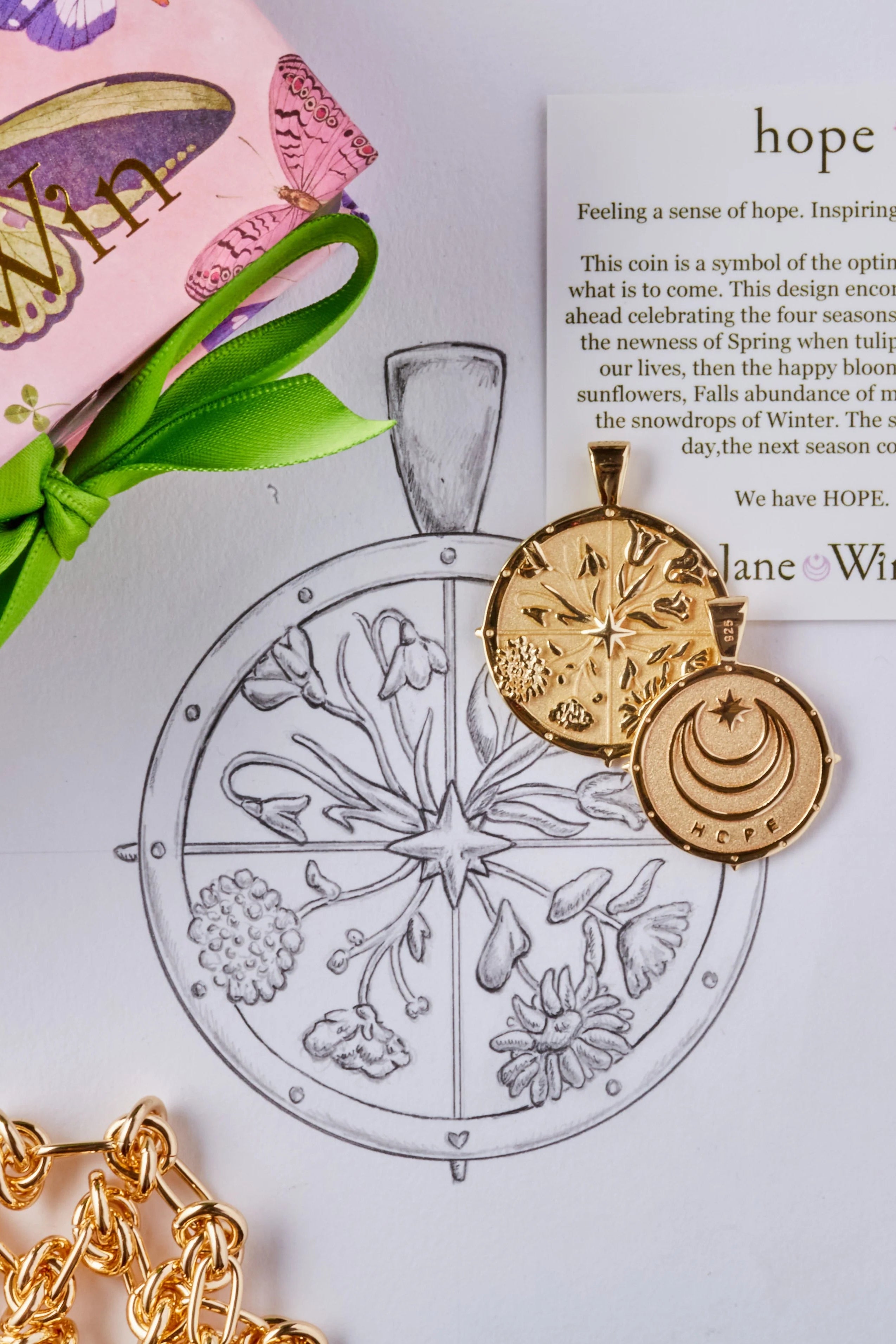 HOPE SMALL PENDANT NECKLACE- SATELLITE CHAIN - Necklaces - Sassanova