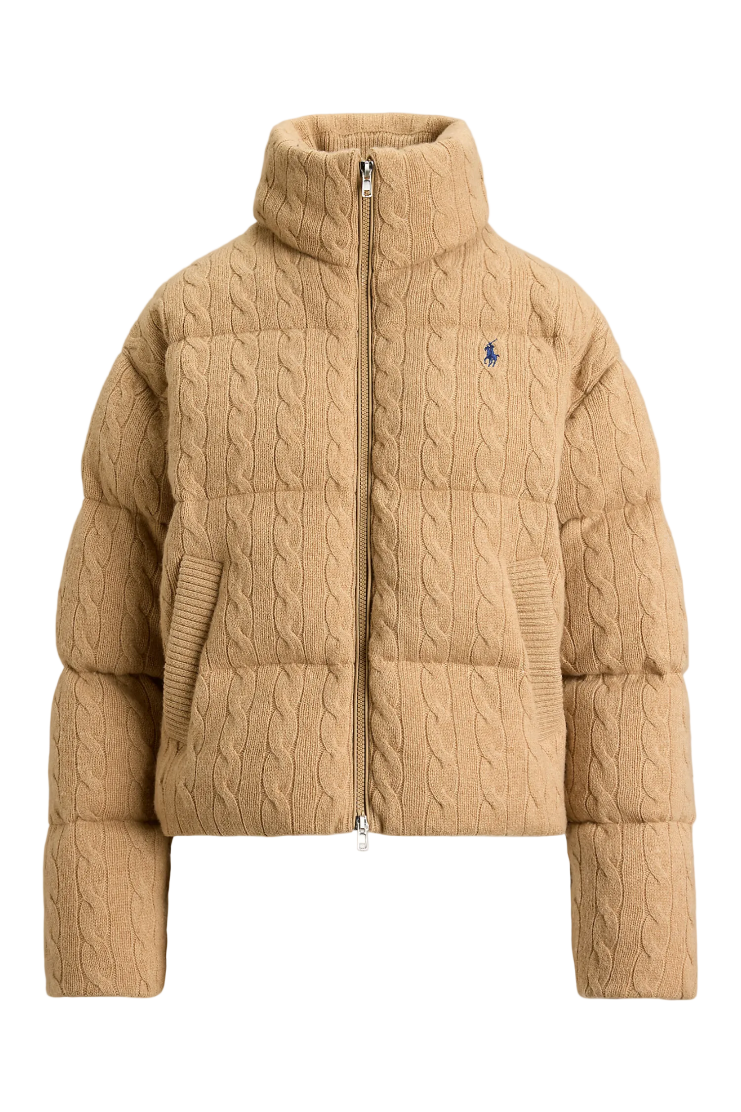 WOOL & CASHMERE CABLE PUFFER JACKET