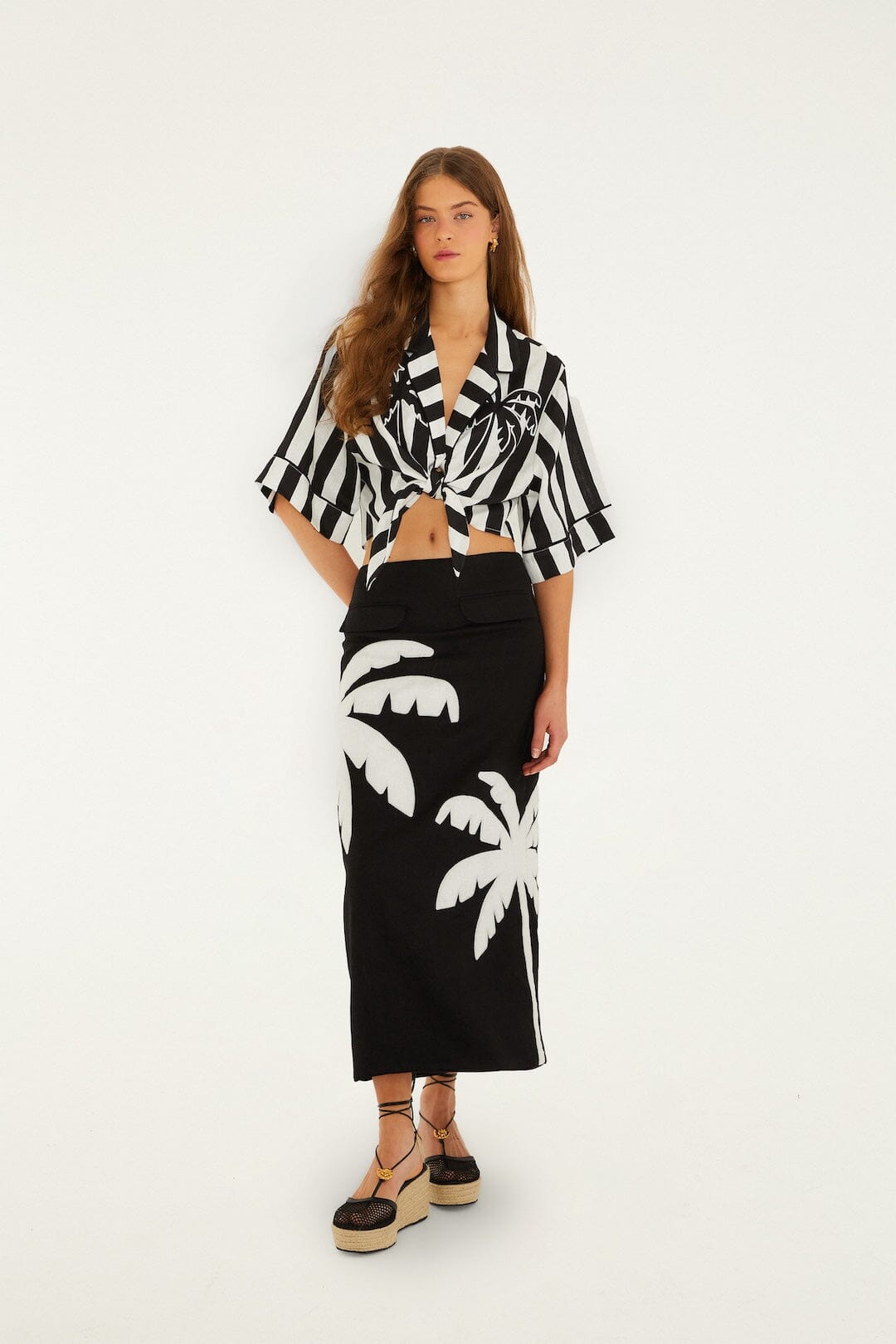 PALM TREE MAXI SKIRT - Skirts - Sassanova