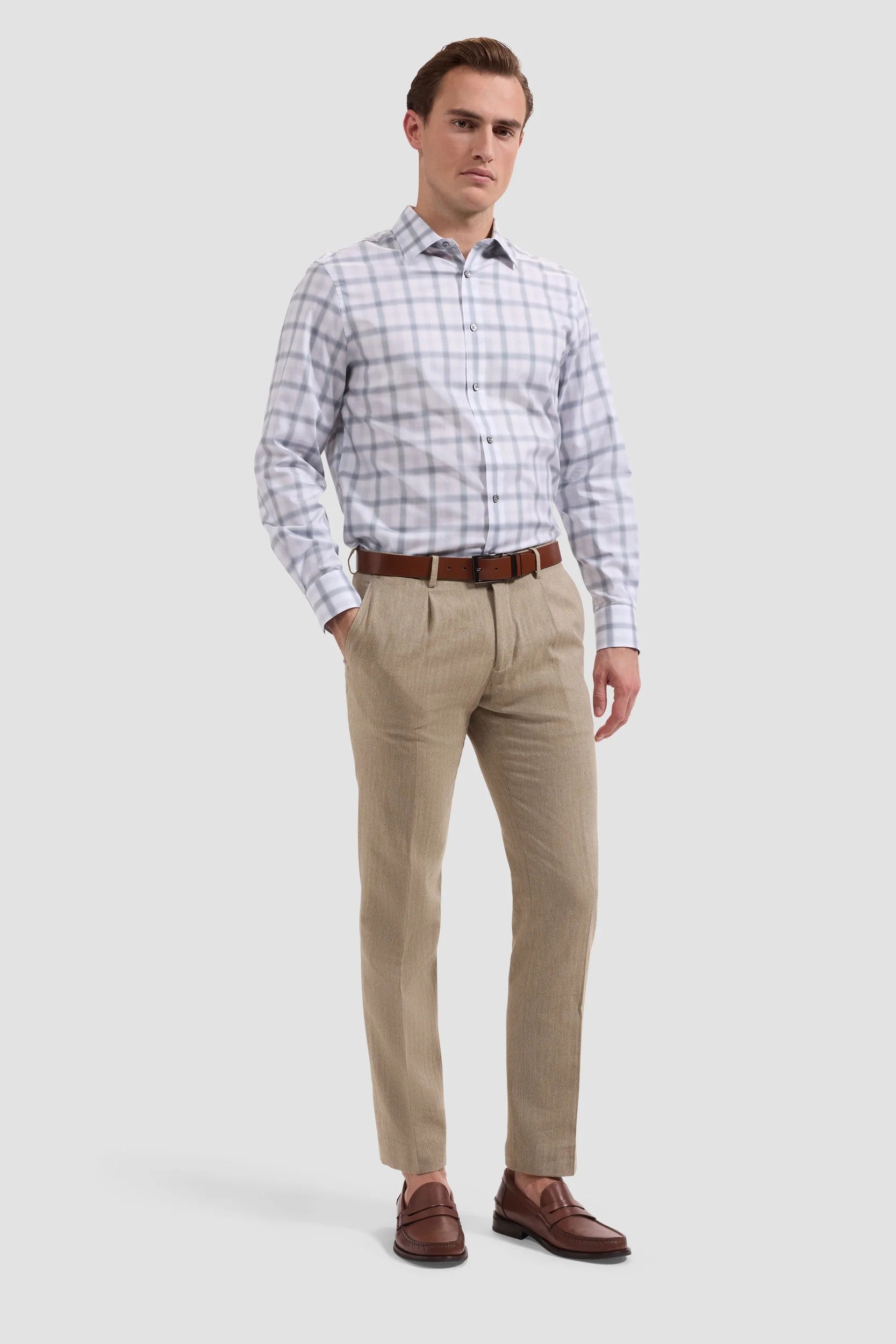 LONG SLEEVE JULIAN WOVEN SHAPED SPORT SHIRT - Long Sleeved Shirts - Novaman