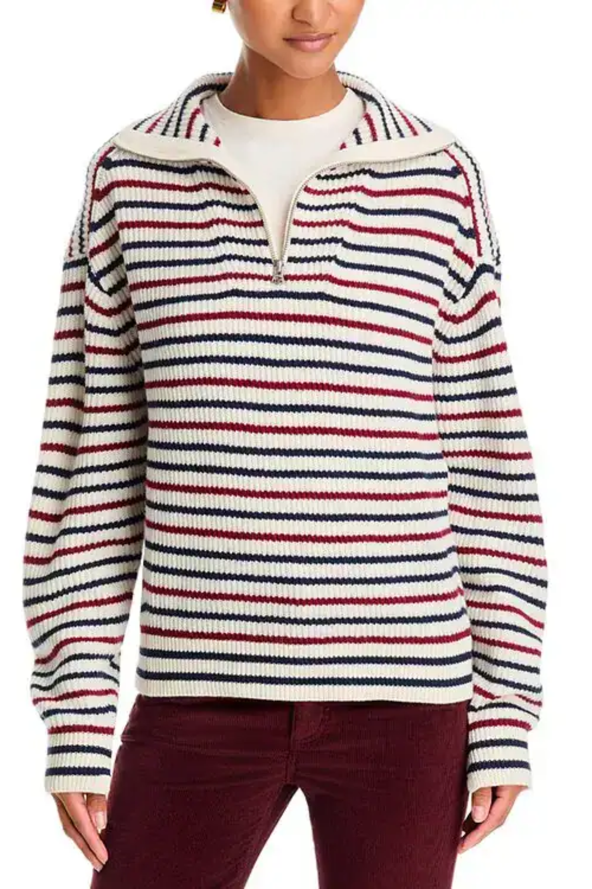 GEORGIE STRIPE HALF ZIP SWEATER Sassanova