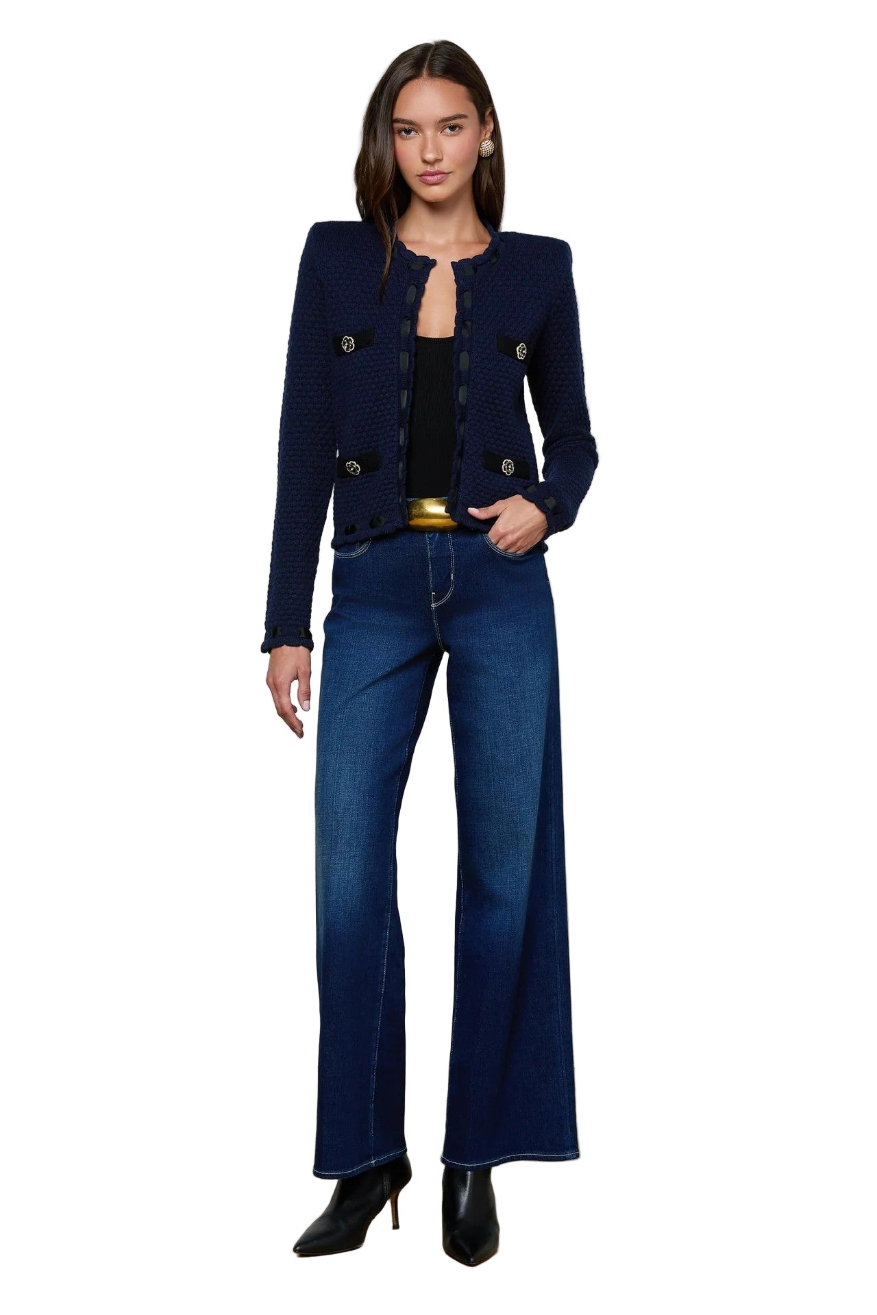 ASTOR CONTRAST TRIM CARDI - Sweaters - Sassanova