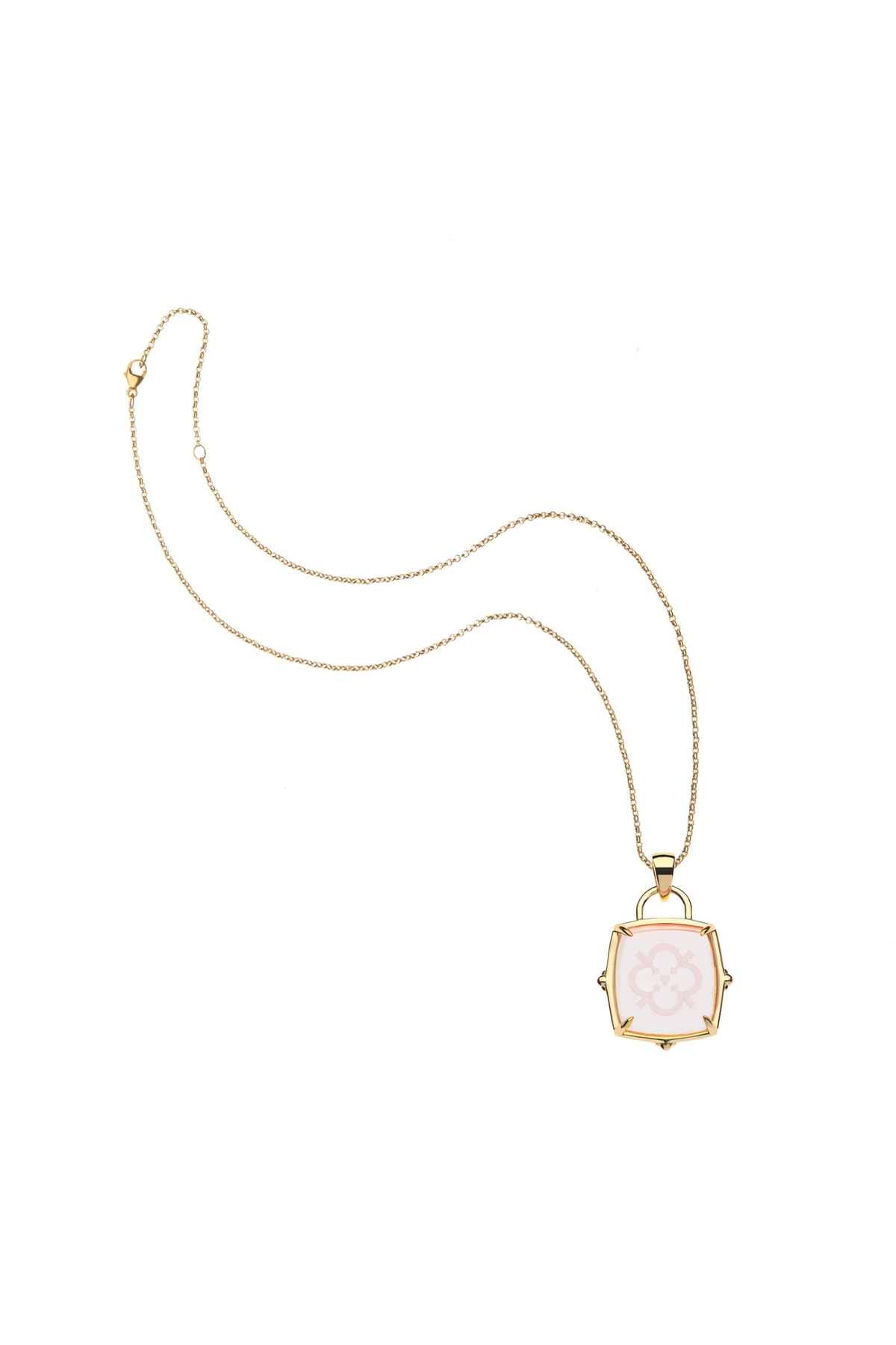 LOVE CARVED GLASS PENDANT- CLASSIC ROLO CHAIN Sassanova