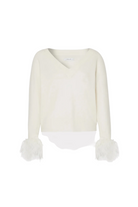 FEATHER CUFF VNECK SWEATER Sassanova / Novaman
