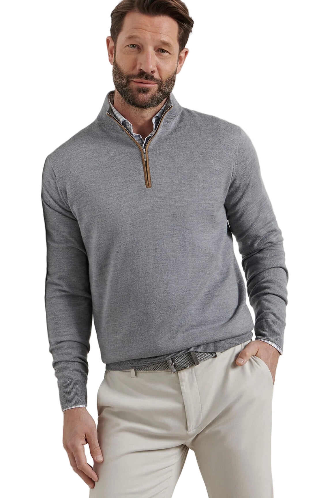 AUTUMN CREST SUEDE TRIM 1/4 ZIP - Sweaters - Novaman
