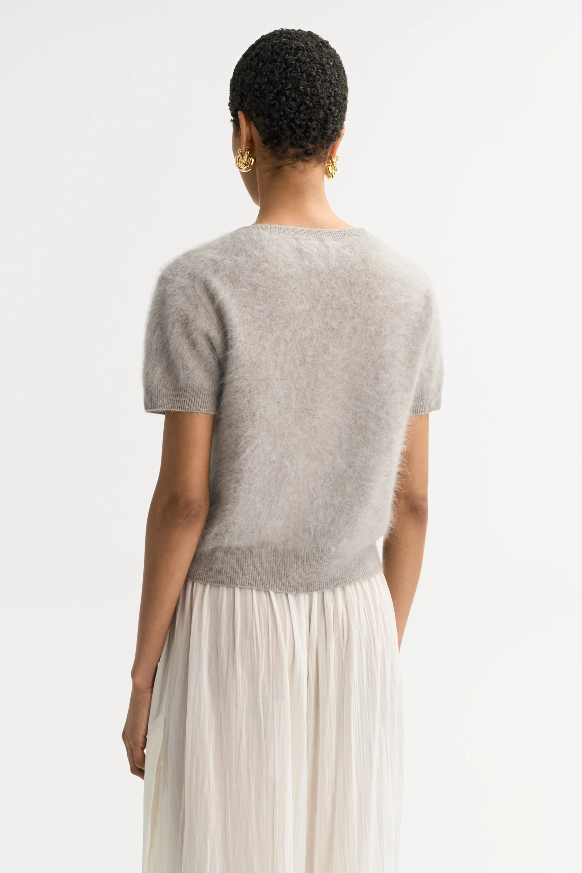 BRUSHED SHORT SLEEVE CARDIGAN - Sweaters - Sassanova