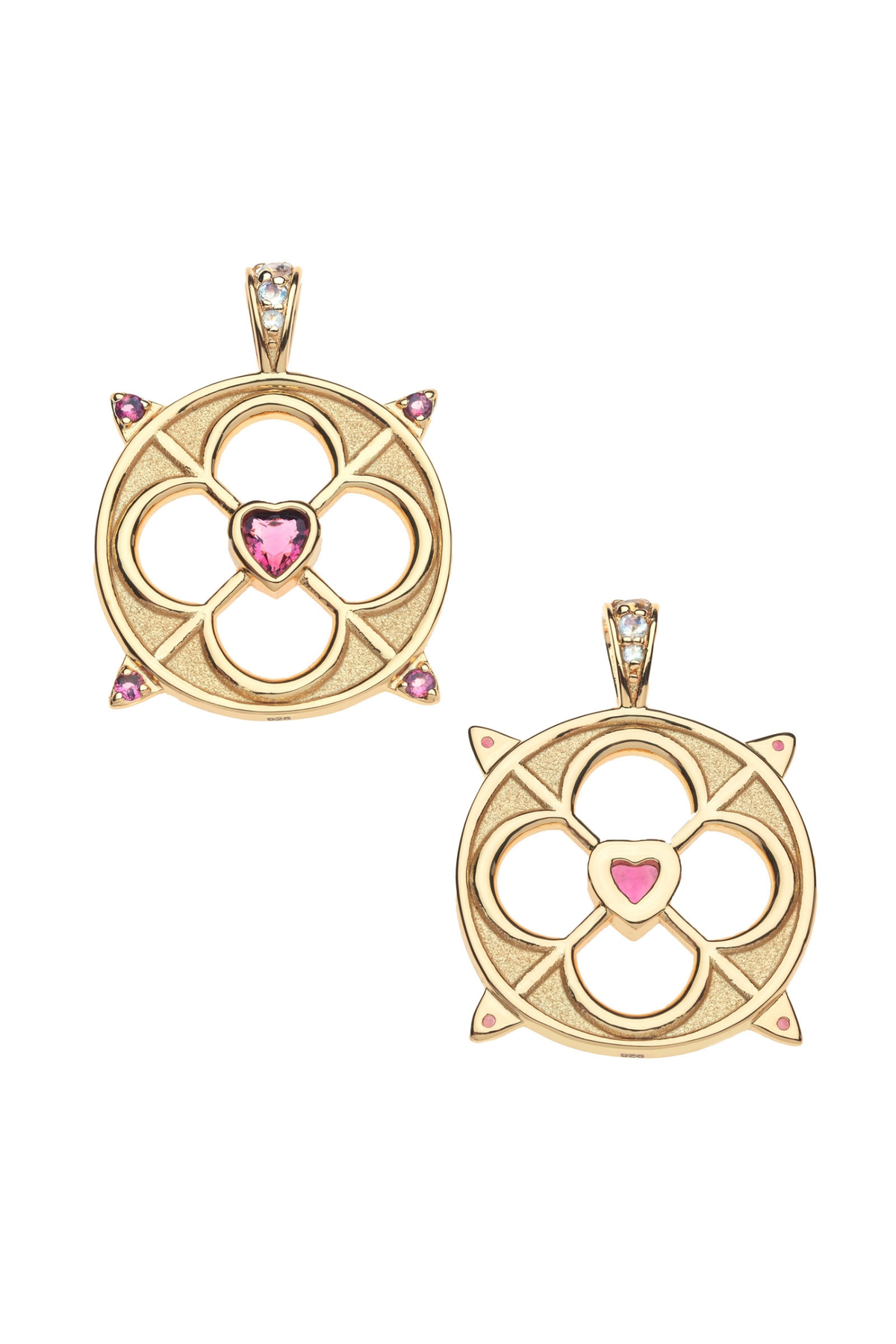 LOVE CUTOUT PINK TOURMALINE PENDANT- CLASSIC ROLO CHAIN Sassanova