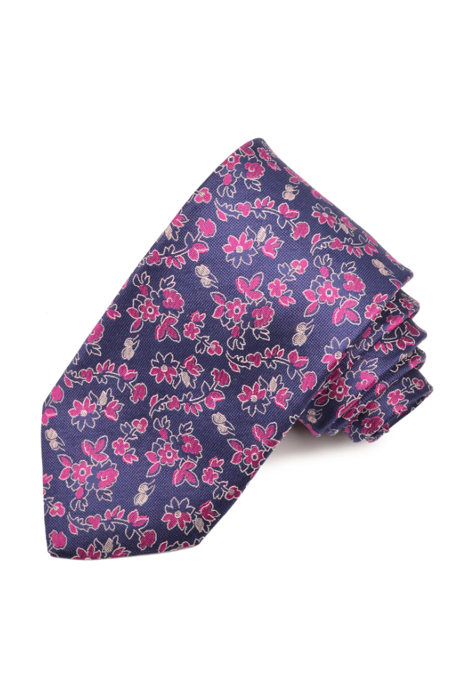 ITALIAN SILK COSMOS FLOWER MARINE - Ties - Novaman