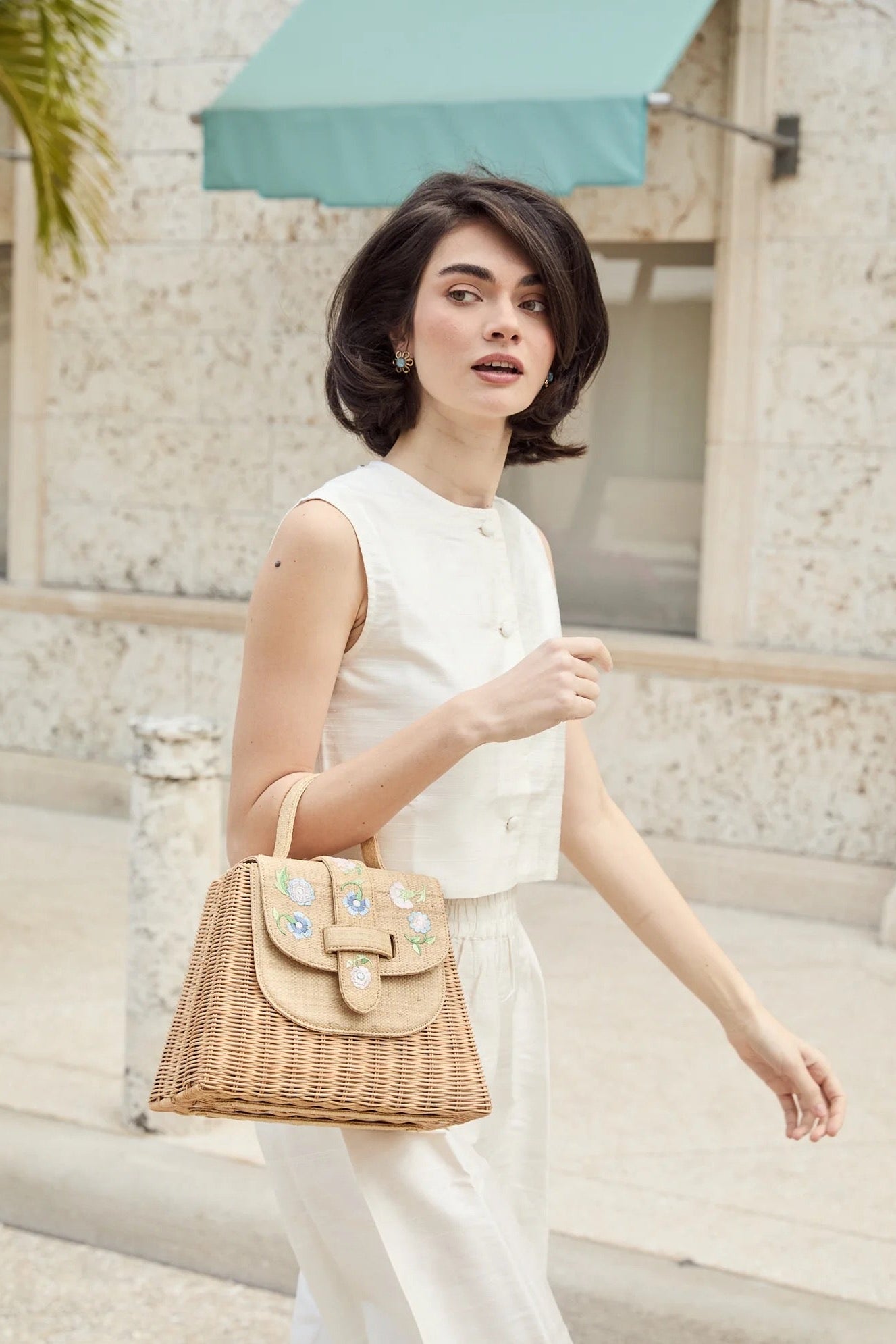 THE LADY BAG FLEUR- NATURAL/PASTEL - Handbags - Sassanova