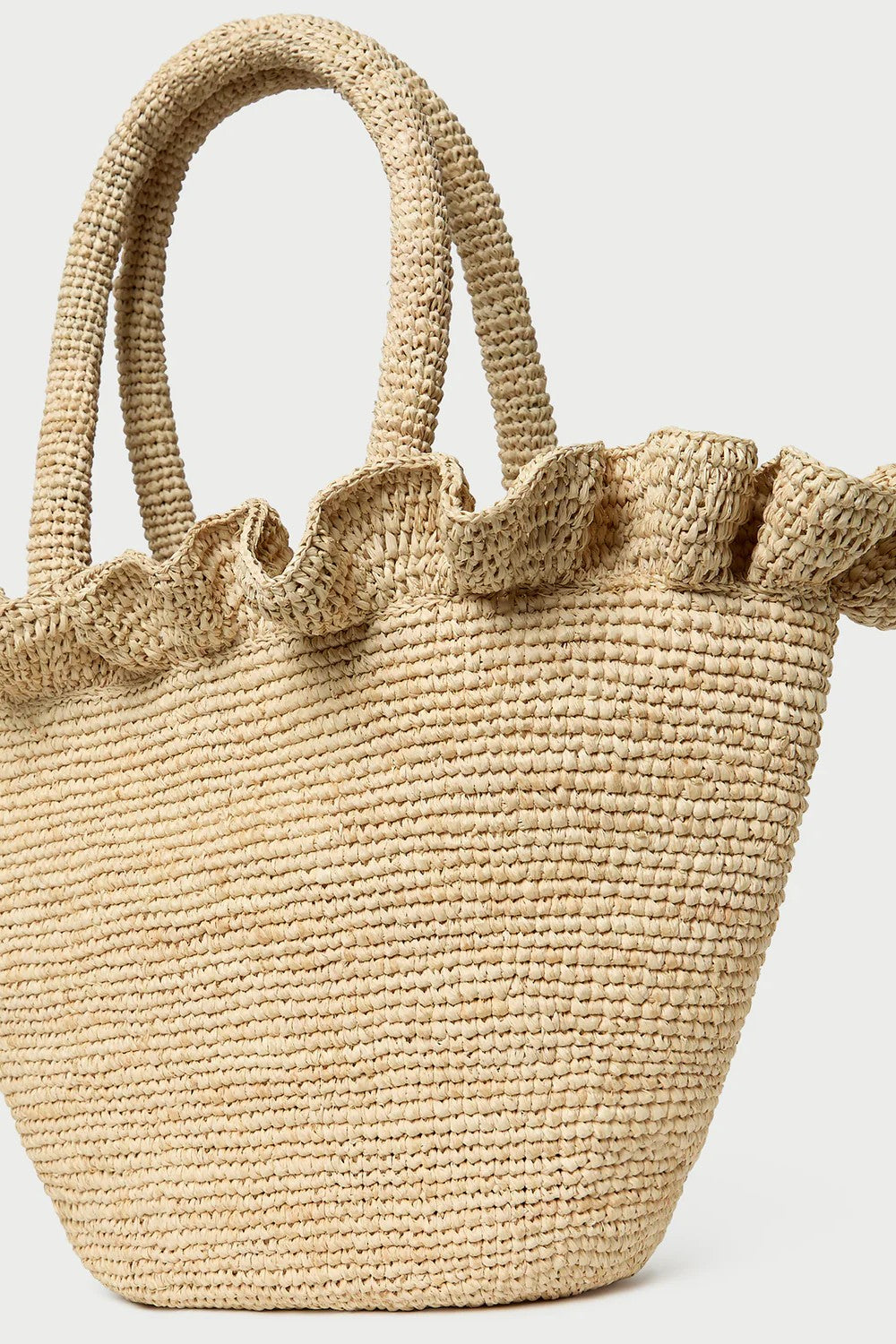CYRUS RAFFIA WOVEN TOTE WITH RUFFLE - Handbags - Sassanova
