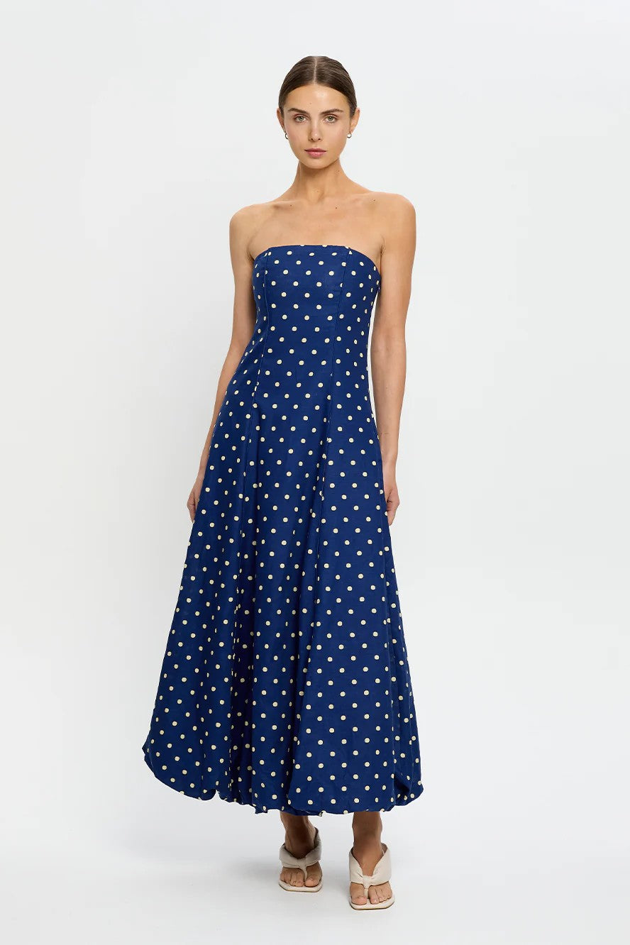 Lily Maxi Dress - Size M/10 - Navy Yellow - Women's Dresses Casual
