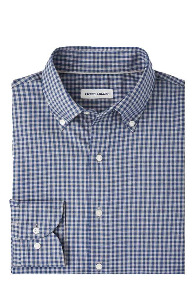 CONWAY CROWN LITE SPORT SHIRT with dark blue plaid print-novaman