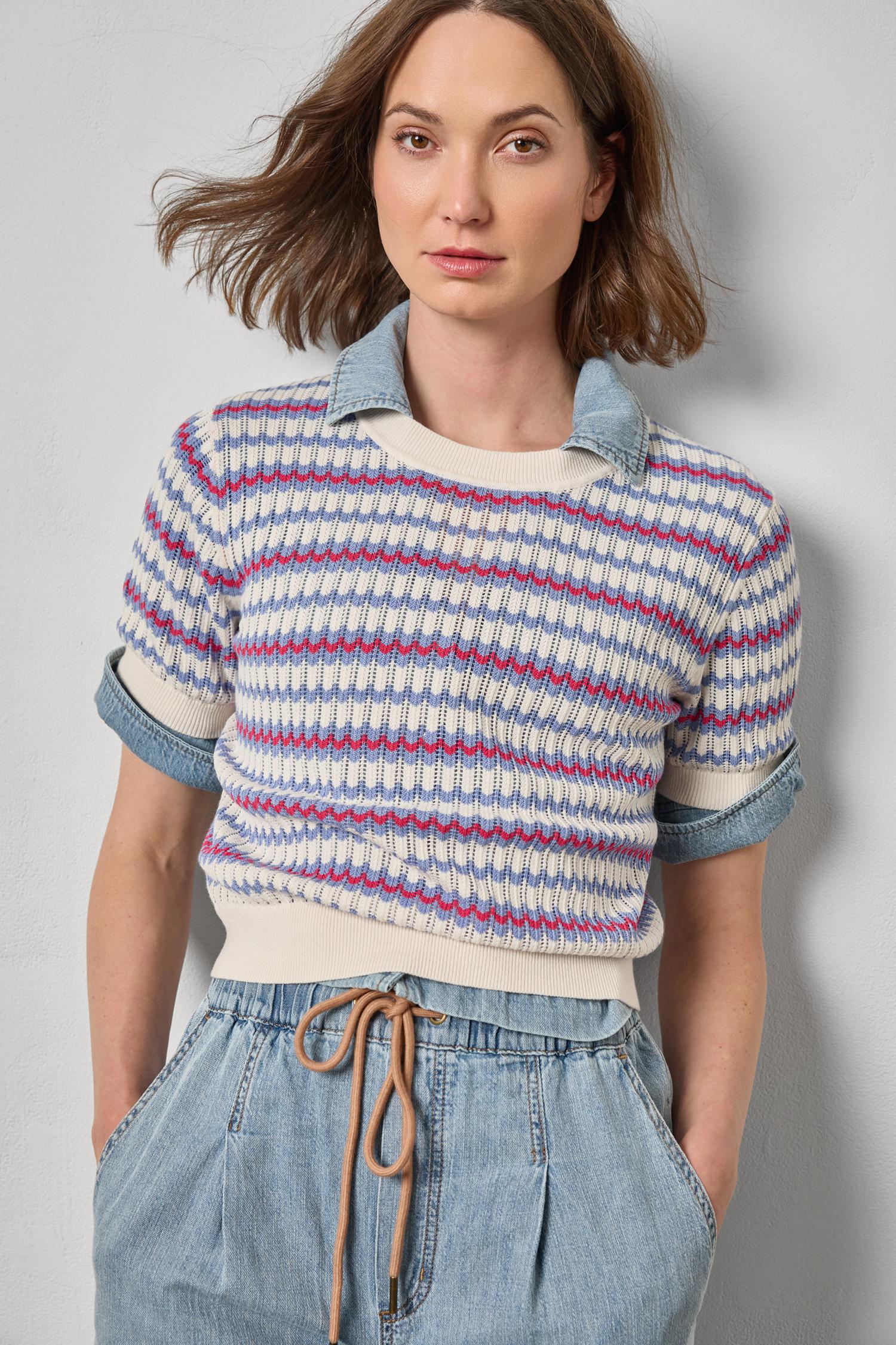 NOVELTY STRIPE CREWNECK SWEATER - Sweaters - Sassanova