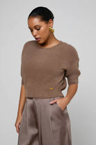 GUINEVERE SHORT SLEEVE CROP CREW - Sweaters - Sassanova
