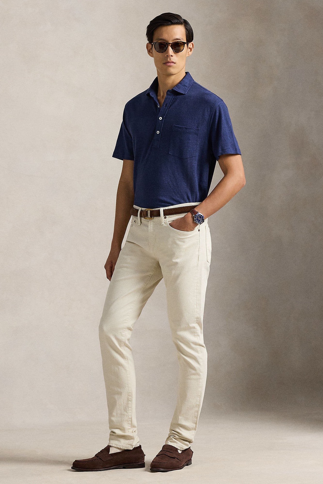 LINEN PIQUE POLO - Polos - Novaman