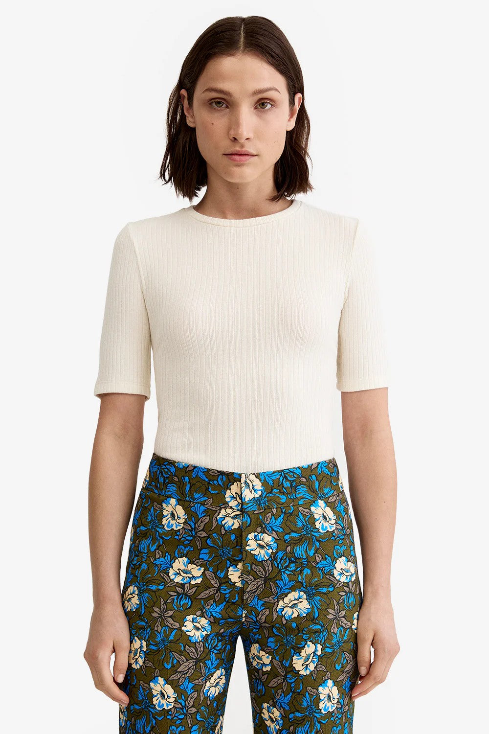 ELBOW SLEEVE KNIT CREWNECK - T-shirts - Sassanova