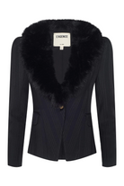 KAISLEY FUR COLLAR BLAZER-Sassanova