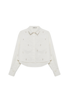 RENATA EMBELLISHED CROPPED BUTTON DOWN SHIRT - Sassanova