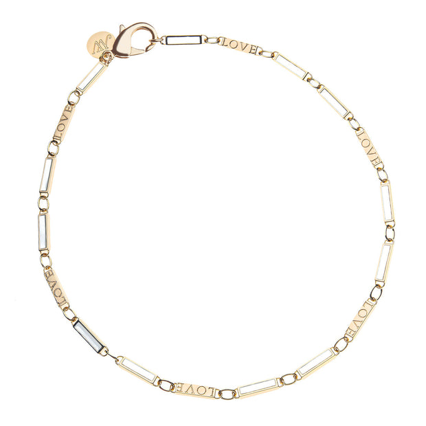 ENAMEL LOVE BAR NECKLACE- WHITE