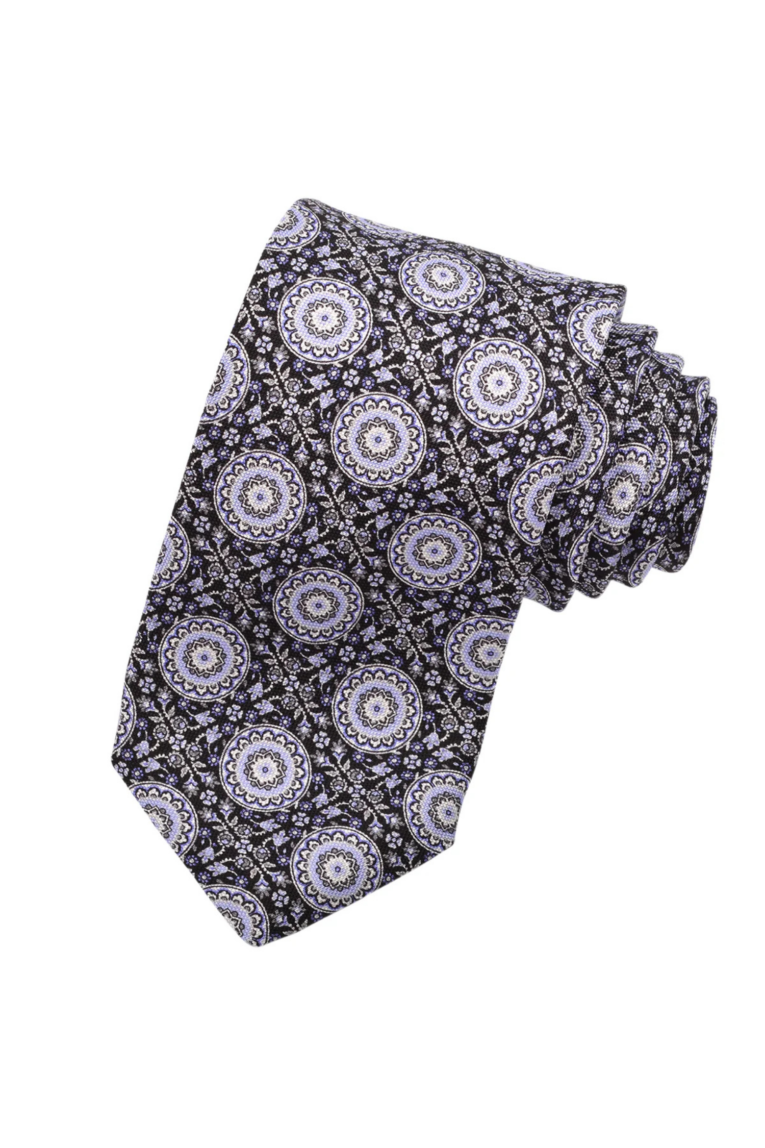 ITALIAN SILK PRINTED MANDELA TIE LAVENDER OS Sassanova / Novaman