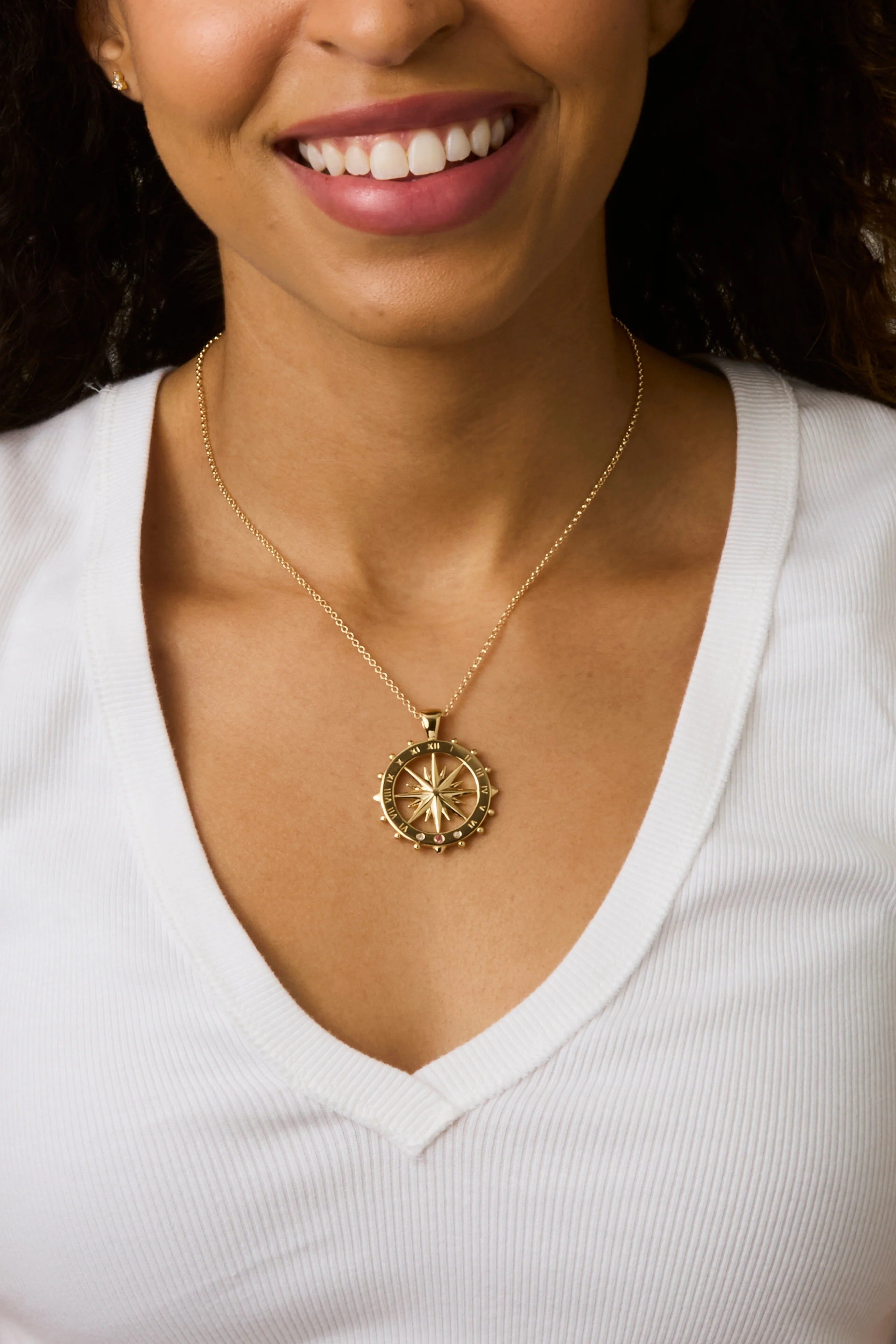 FOREVER SUNDIAL CUTOUT COIN- DRAWN LINK CHAIN - Necklaces - Sassanova