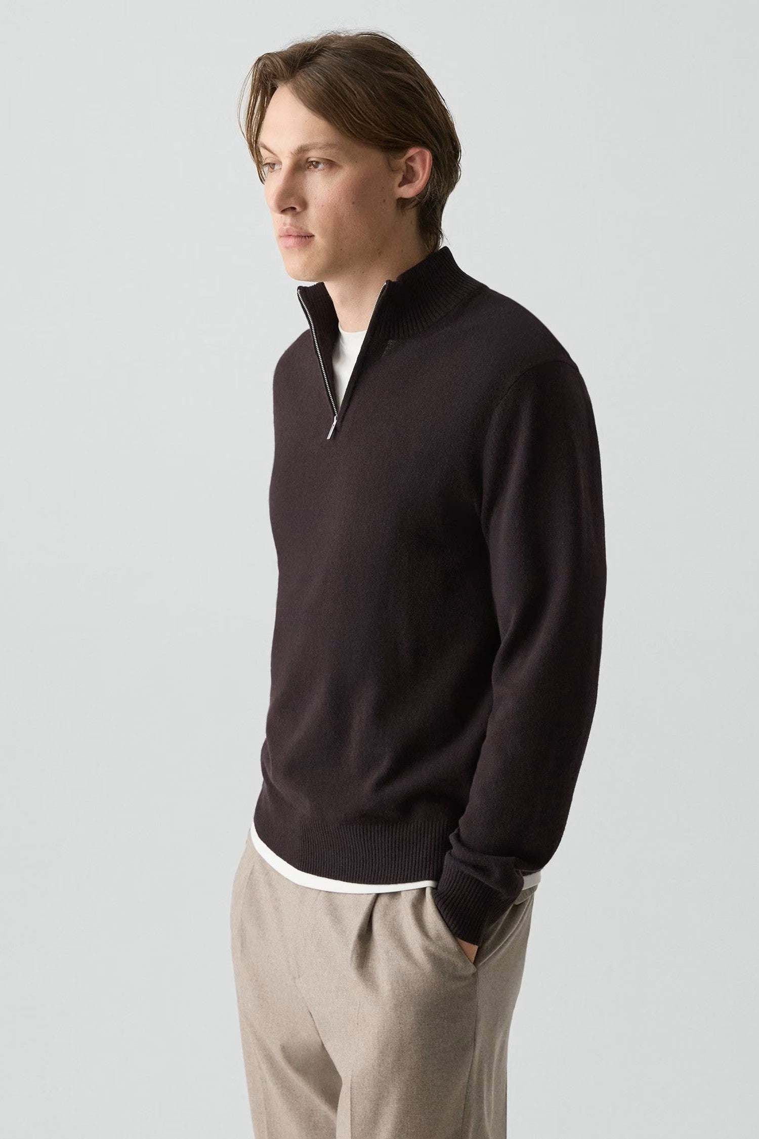 HILLES 1/4 ZIP CASHMERE SWEATER-novaman
