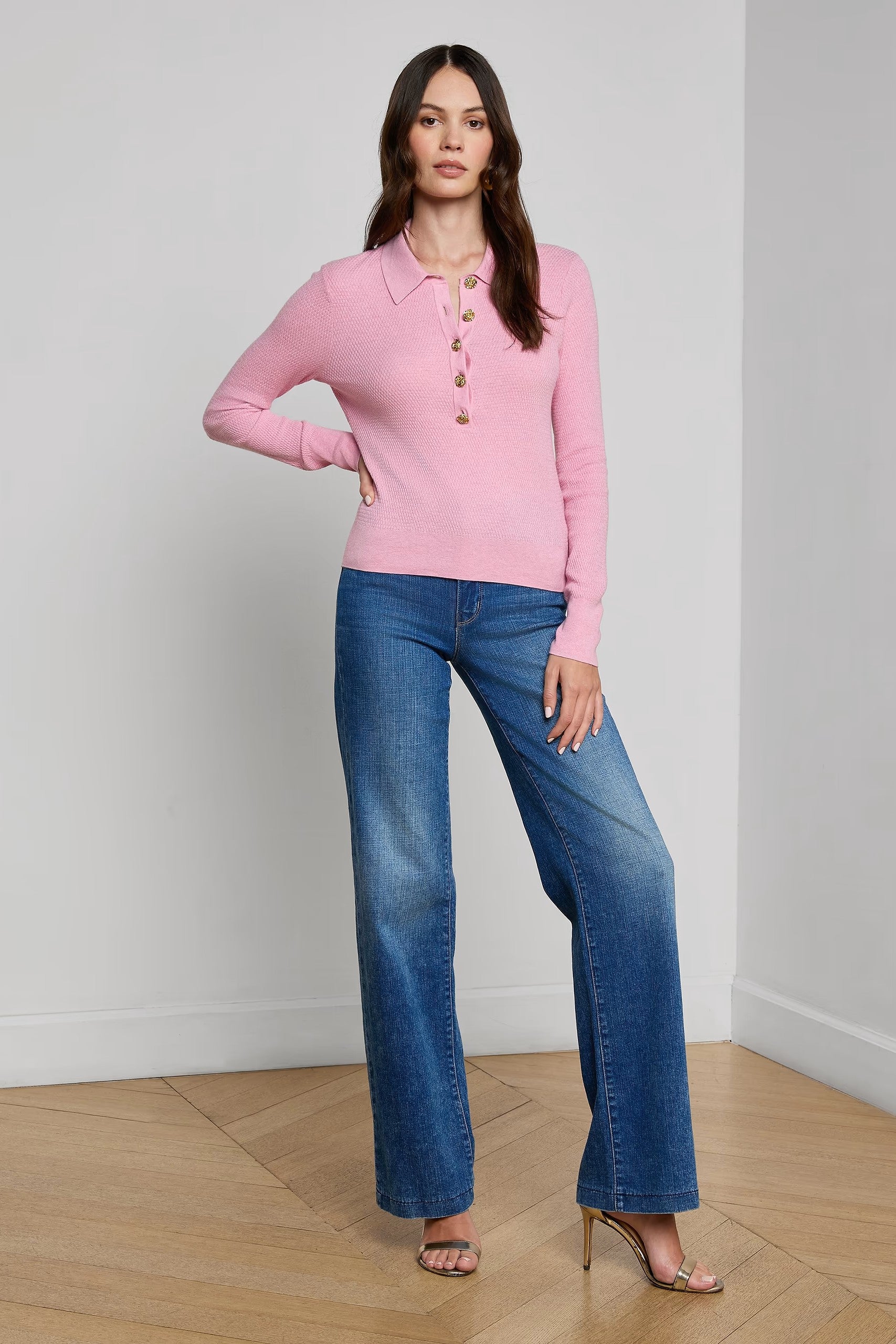 STERLING JEWEL BUTTON COLLARED SWEATER - Sweaters - Sassanova