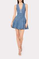 SHELBY PINSTRIPE KNIT FLARE DRESS - Dresses - Sassanova