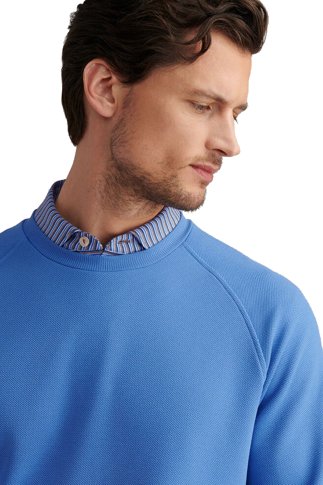 CRADLE PIQUE PERFORMANCE CREW in a solid bright blue color with ribbed hems-novaman