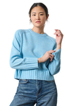 SADDLE SLV CREWNECK SWEATER (PA3069) MYSTIC BLUE-SASSANOVA