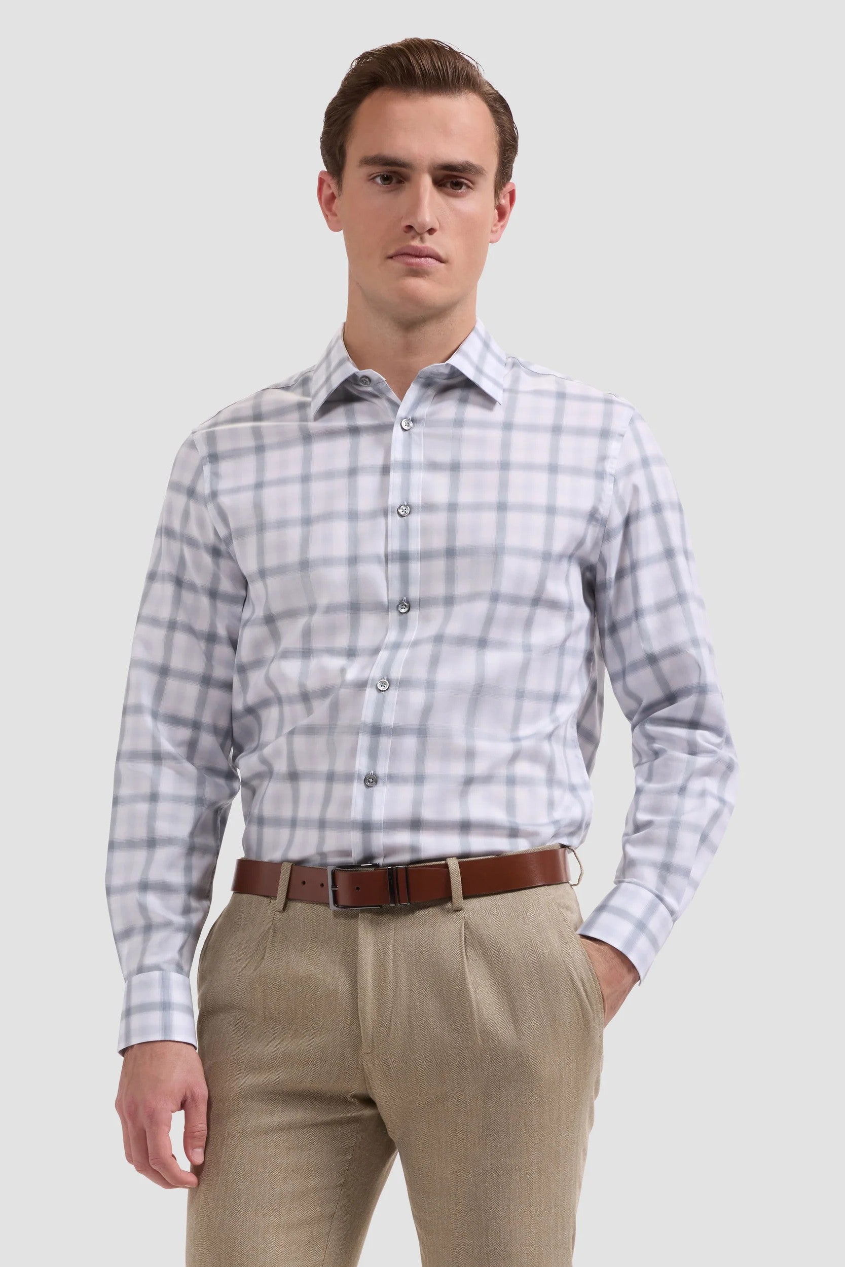 LONG SLEEVE JULIAN WOVEN SHAPED SPORT SHIRT - Long Sleeved Shirts - Novaman