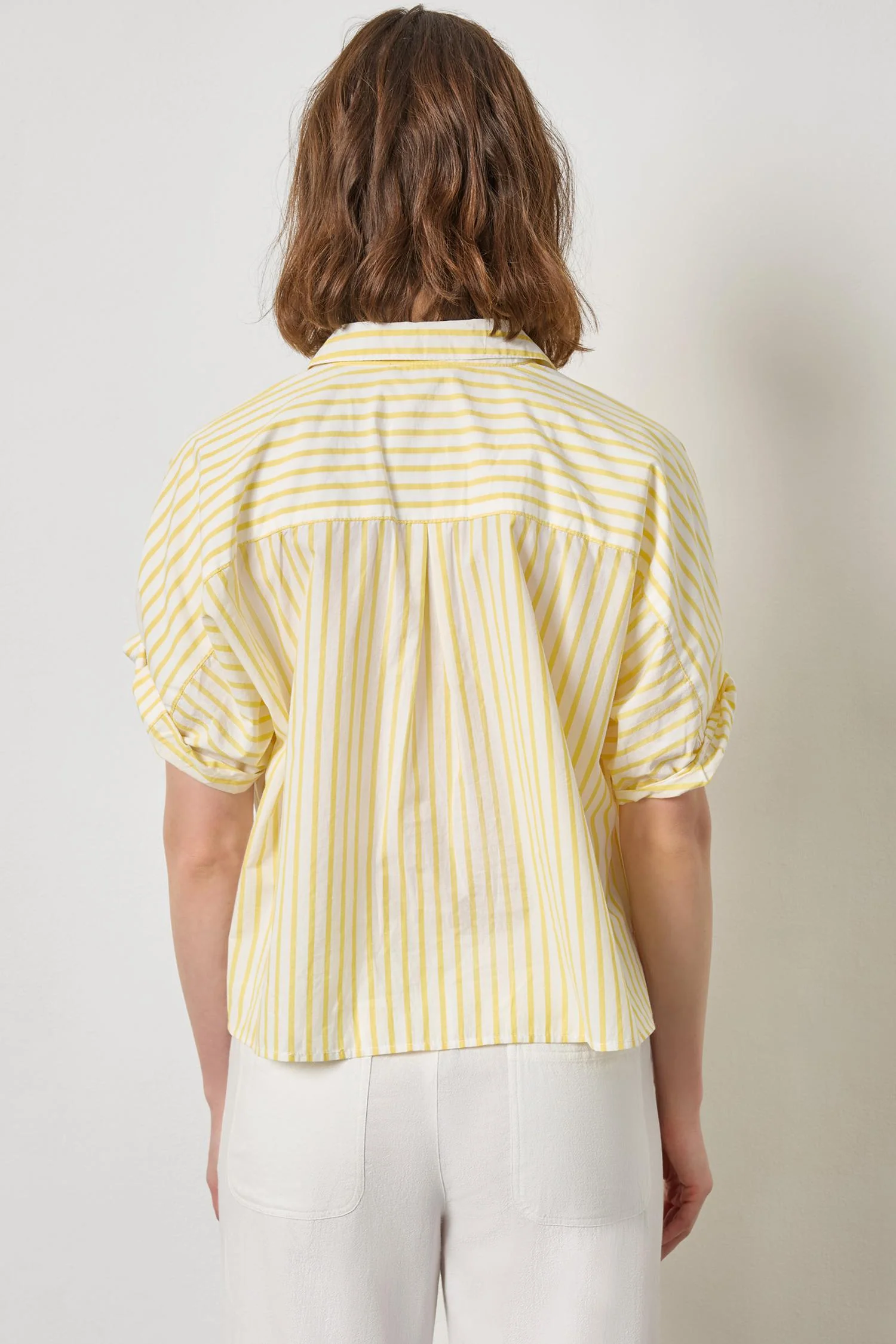 STRIPED OVERSIZED BUTTON DOWN DOLMAN - Blouses - Sassanova