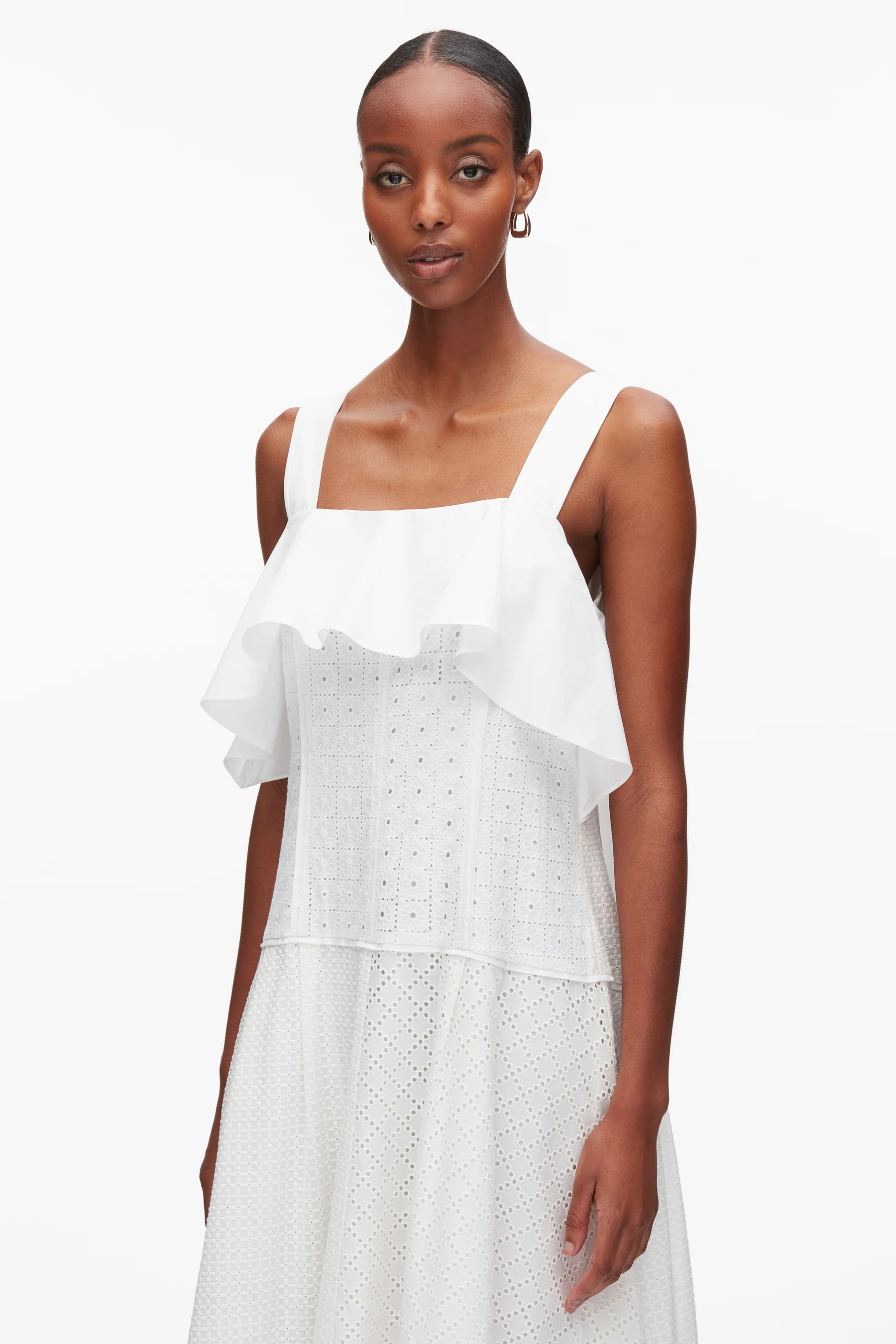BRODERIE ANGLAISE PATCHWORK CASCADE MIDI DRESS - Dresses - Sassanova