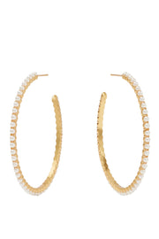 JULIET HOOP LG- GLD/PEARL