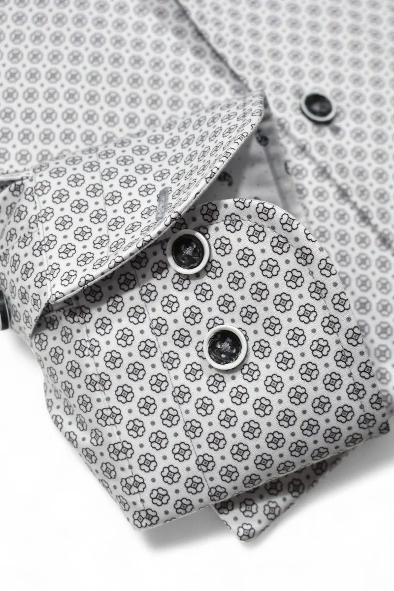 LONG SLEEEVE FLORAL MEDALLION DRESS SHIRT - Long Sleeved Shirts - Novaman