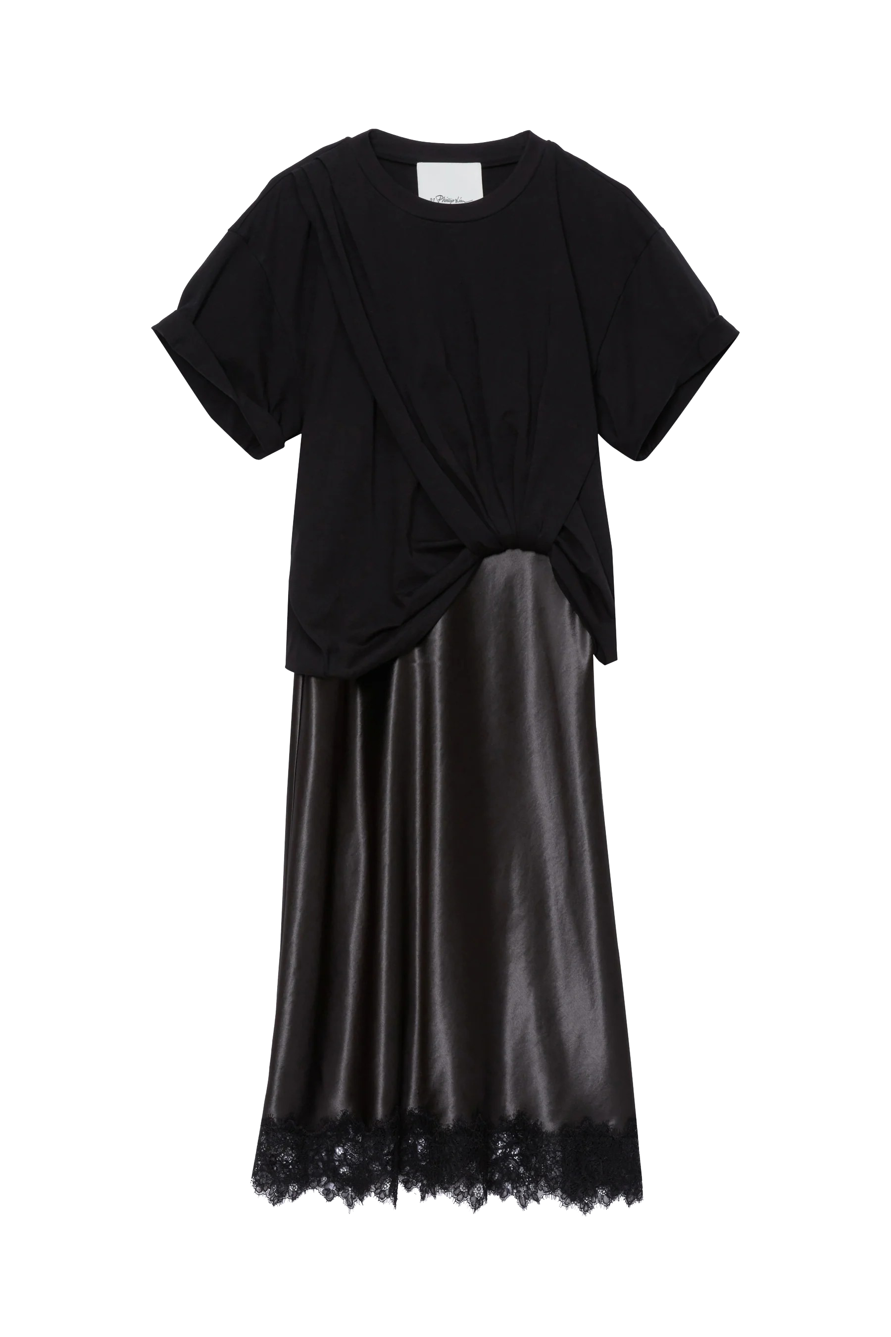 DRAPED T-SHIRT SLIP COMBO DRESS - Dresses - Sassanova