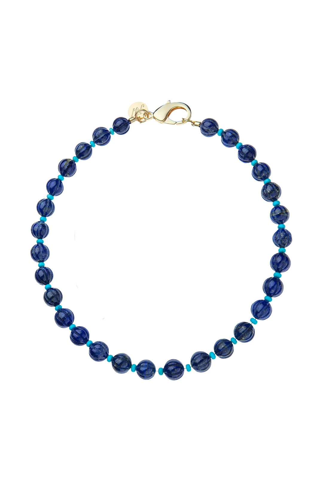 LAPIS PUMPKIN BEADED NECKLACE - Necklaces - Sassanova