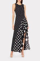 SPENCER POLKA DOT COMBO SLVLS RUFFLE DRESS - Dresses - Sassanova