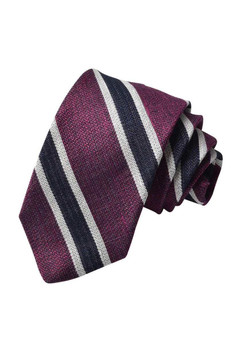 MELANGE STRIPED TIE RUBY - Ties - Novaman