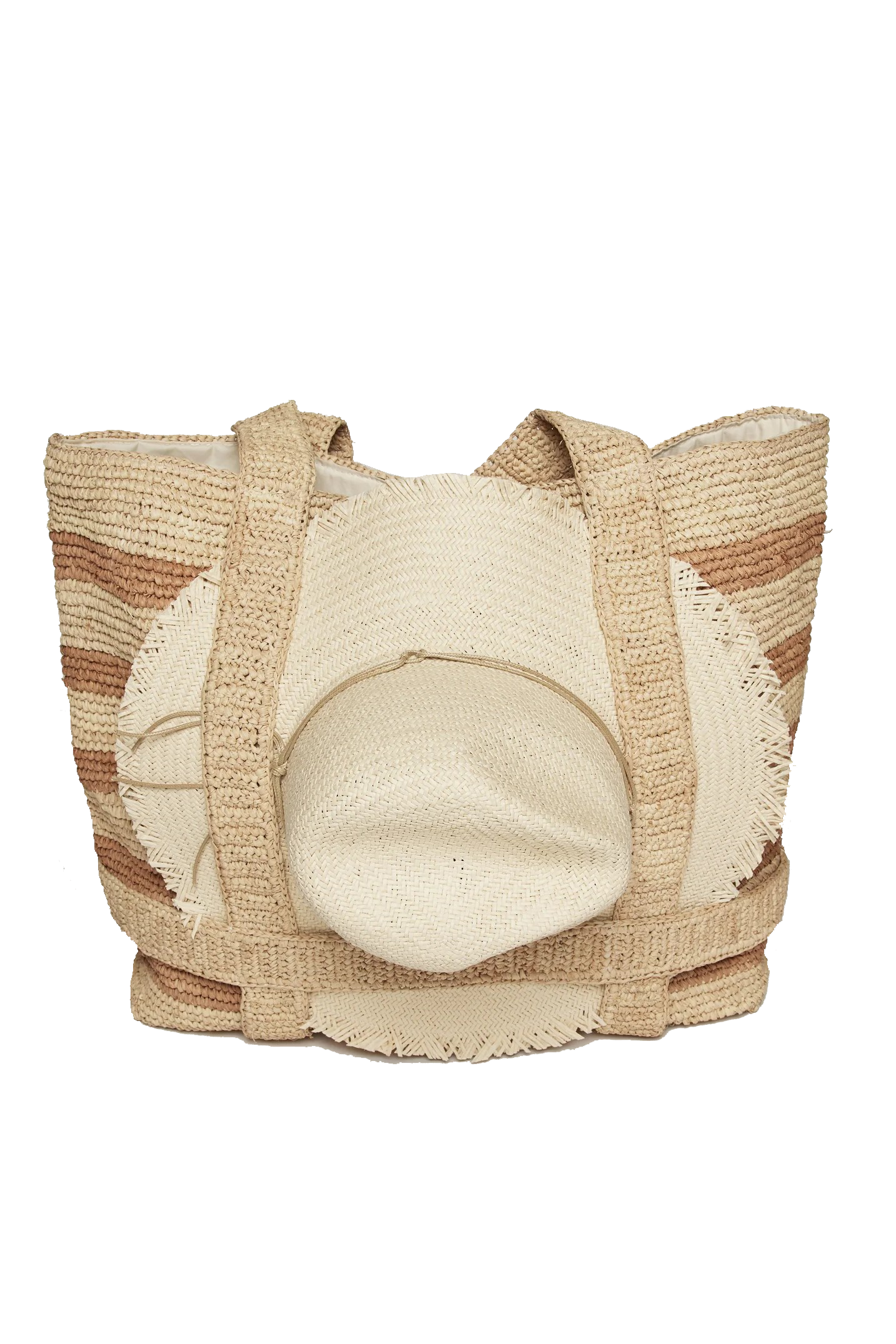 THE ORIGINAL STRAW TRAVELER BAG- NATURAL/TOAST STRIPE - Handbags - Sassanova