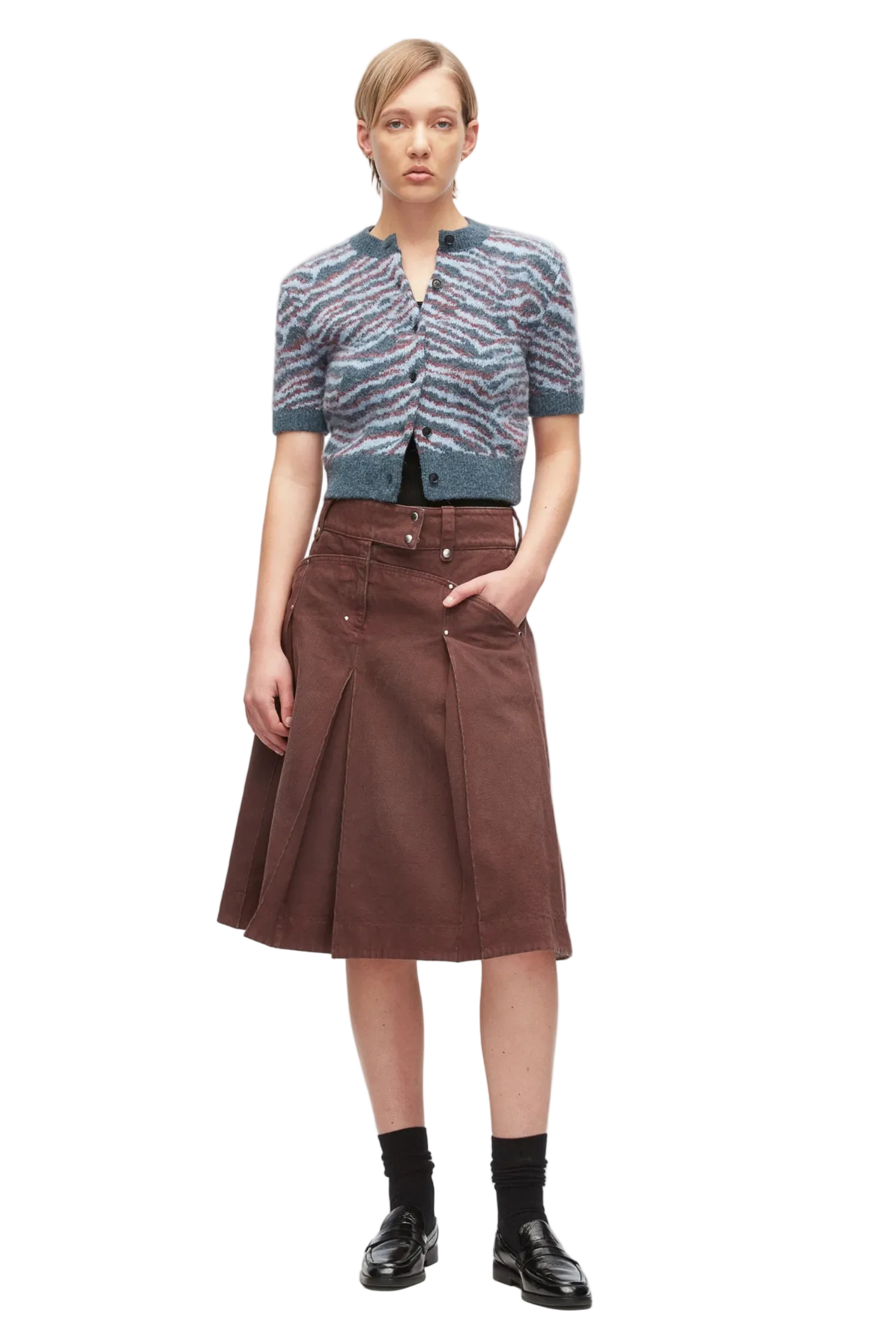 TIGER PRINT SHORT SLEEVE BUTTON UP TOP Sassanova