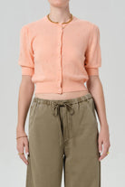RAINA POINTELLE SHORT SLEEVE CARDIGAN - Sweaters - Sassanova
